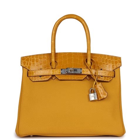 jaune ambre hermes crocodile|Hermes Birkin 30 Jaune Ambre Crocodile Touch Palladium – .